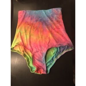 High waisted rainbow swim bottoms