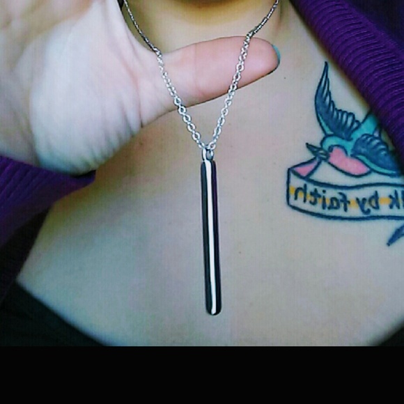 Sterling Silver Vertical Bar Pendant/ Balance Bar - Picture 2 of 3