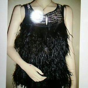 New bebe mirror yoke feather top New bebe mirror yoke feather top