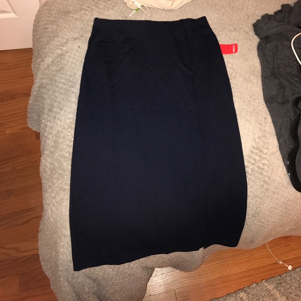 Navy midi skirt with slit