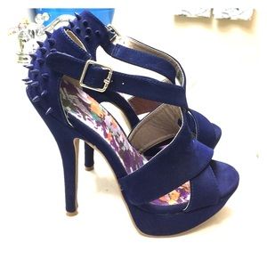 Royal blue spiked heels