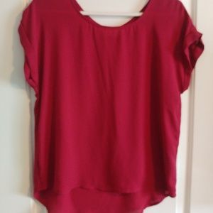 Rolled sleeve chiffon t shirt