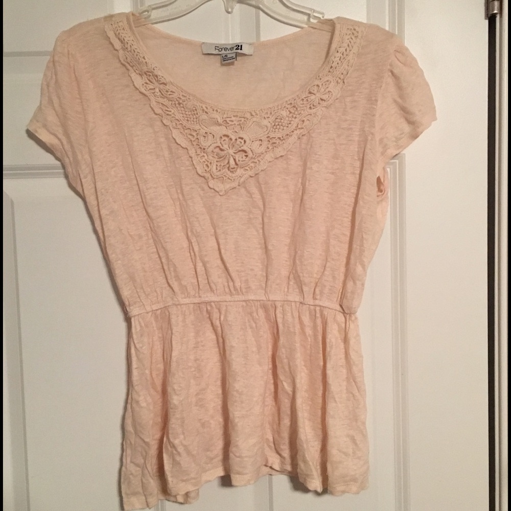 Crochet Detail Cream Top