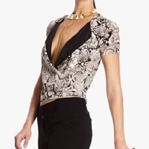 100% silk BCBG snake print blouse