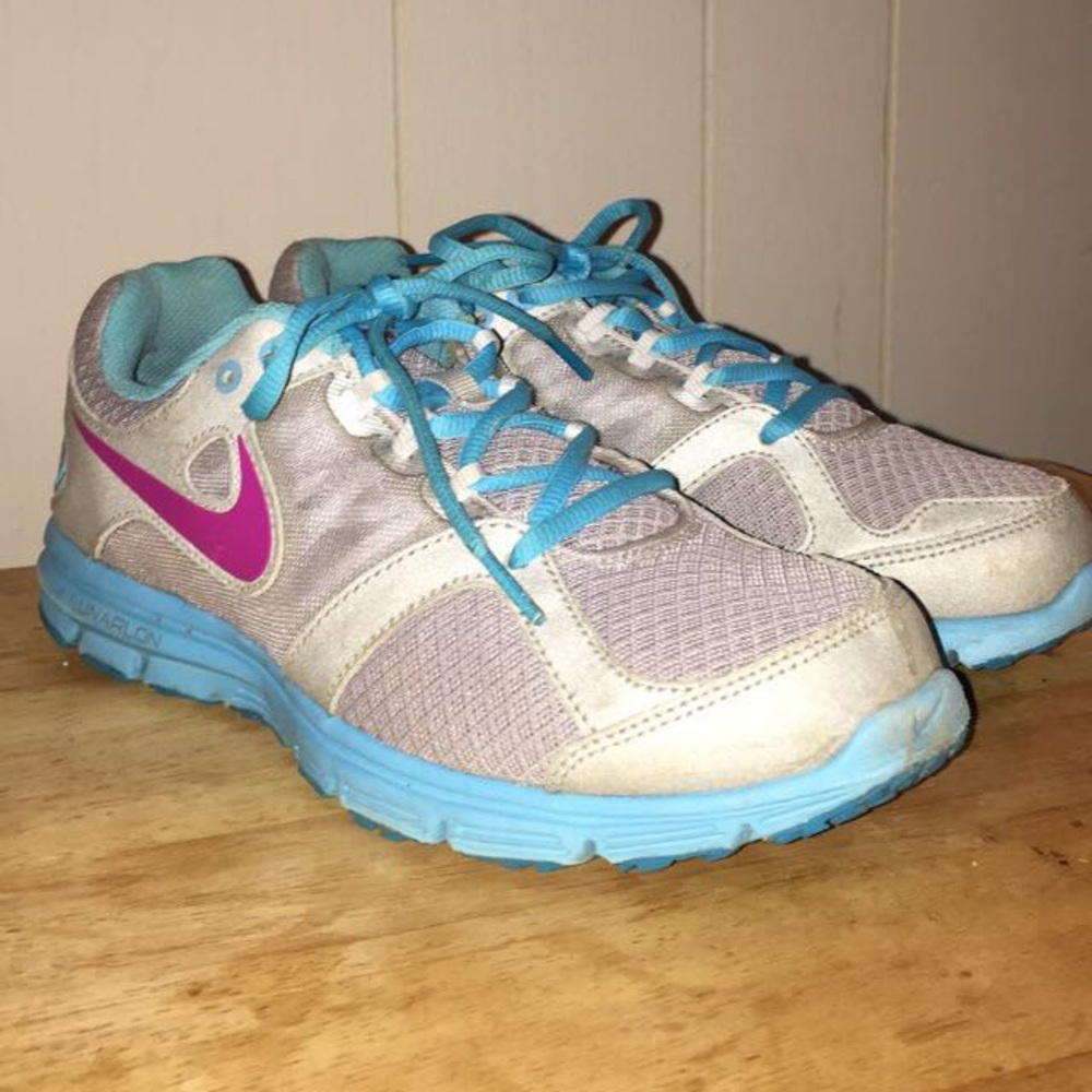 Blue nike running shoes