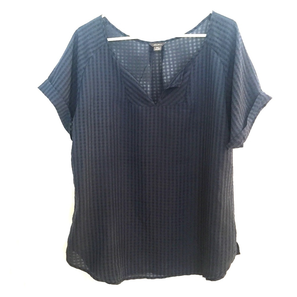 Slate Blue Eddie Bauer Short Sleeved Blouse