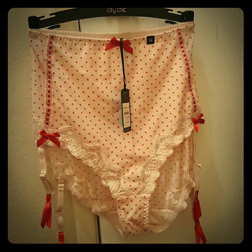 Confetti panties with garters polka dot size 24
