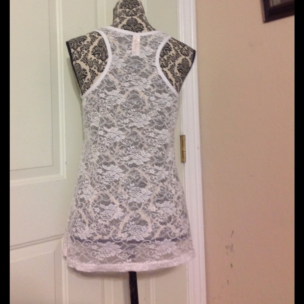 Gorgeous White Lace Razor Back Tank Top - Picture 3 of 4