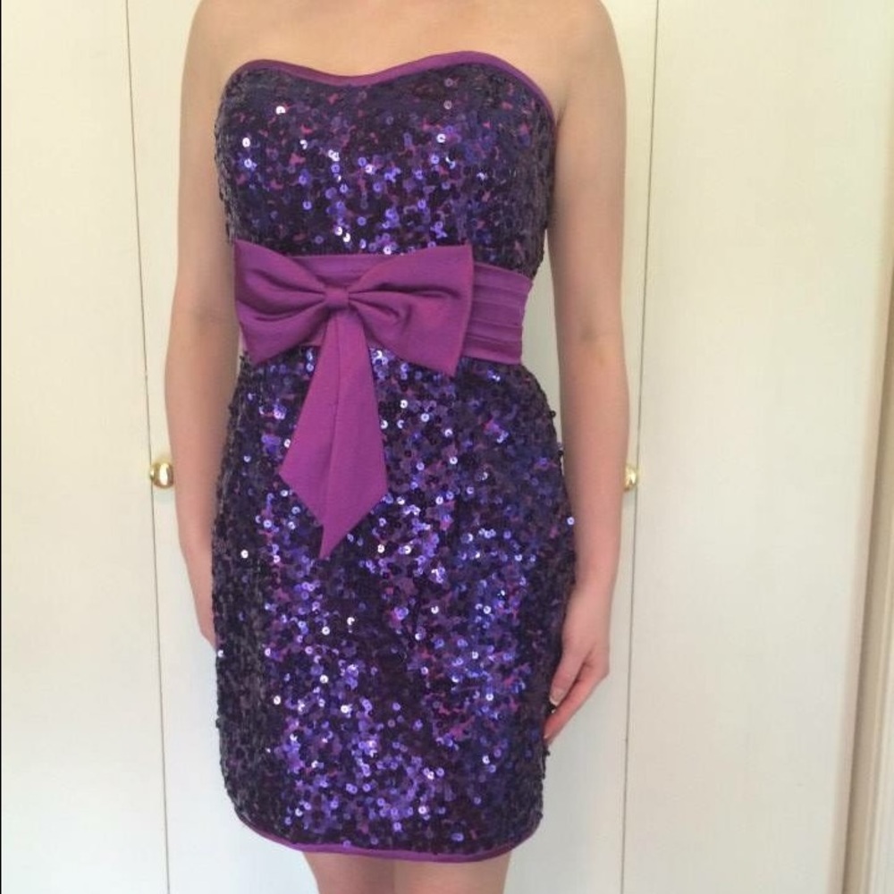 Purple Sequin Cocktail Dress
