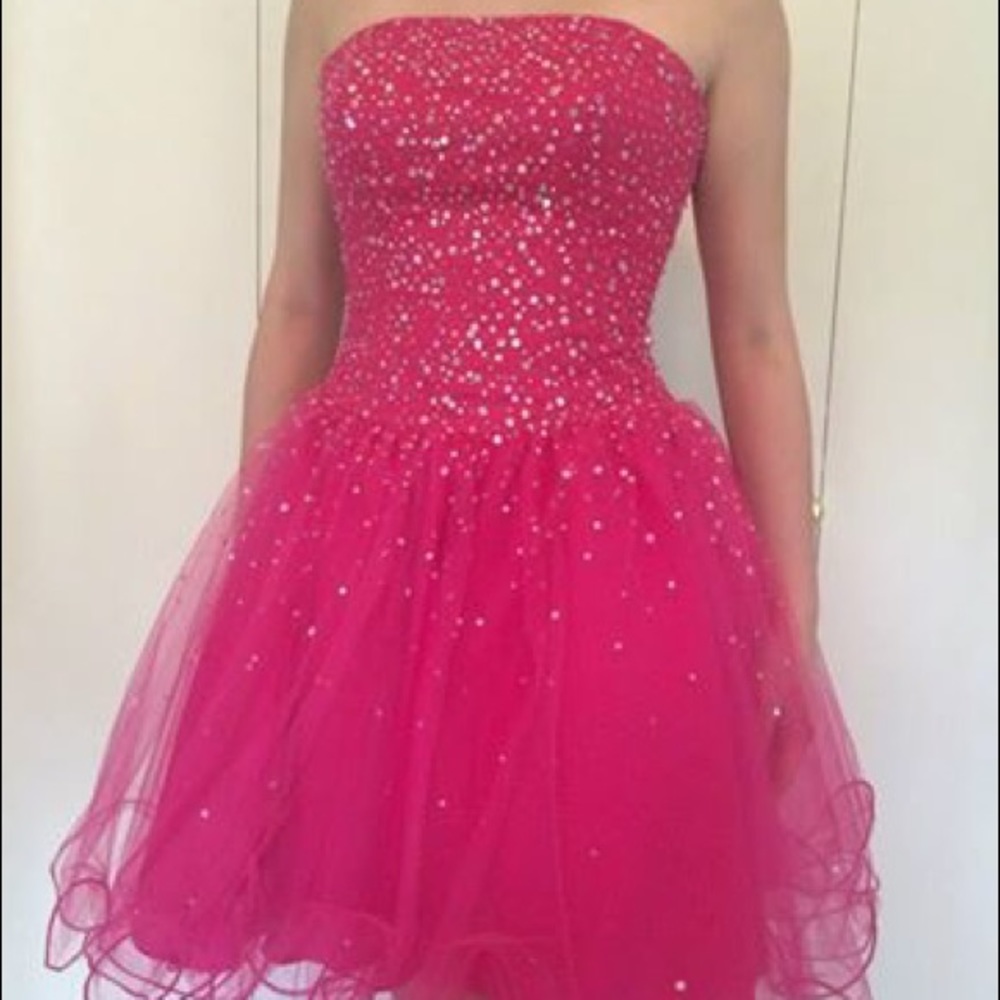 Hot Pink Mori Lee Cocktail Dress