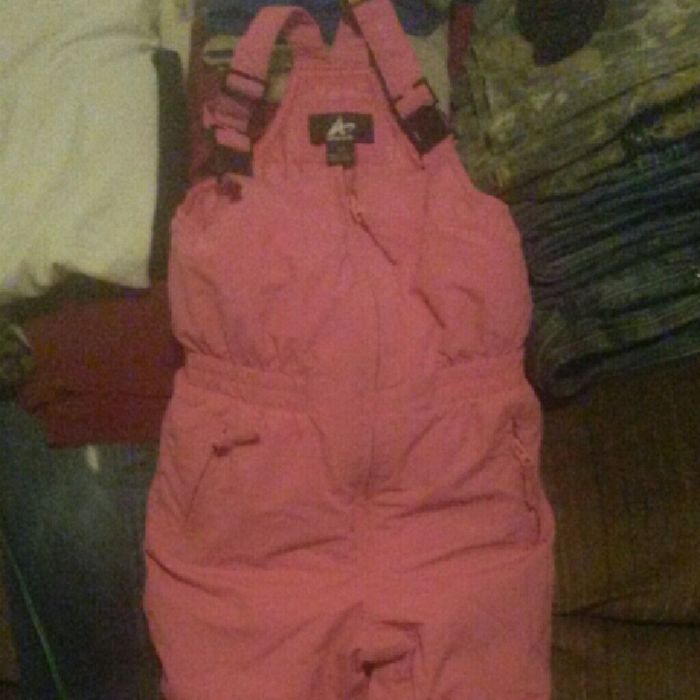 Girls pink snow bibs