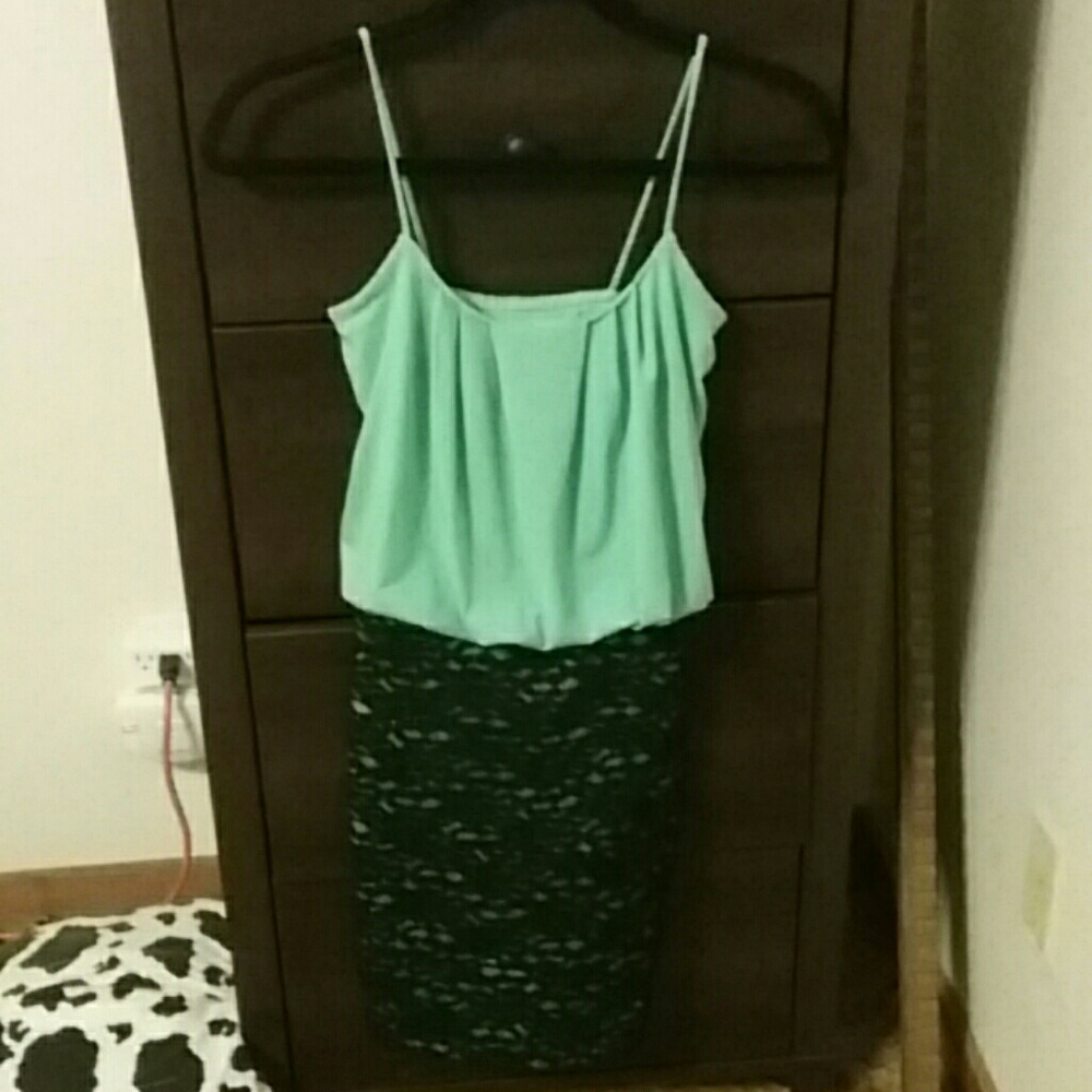 Mint and Black Lace Dress