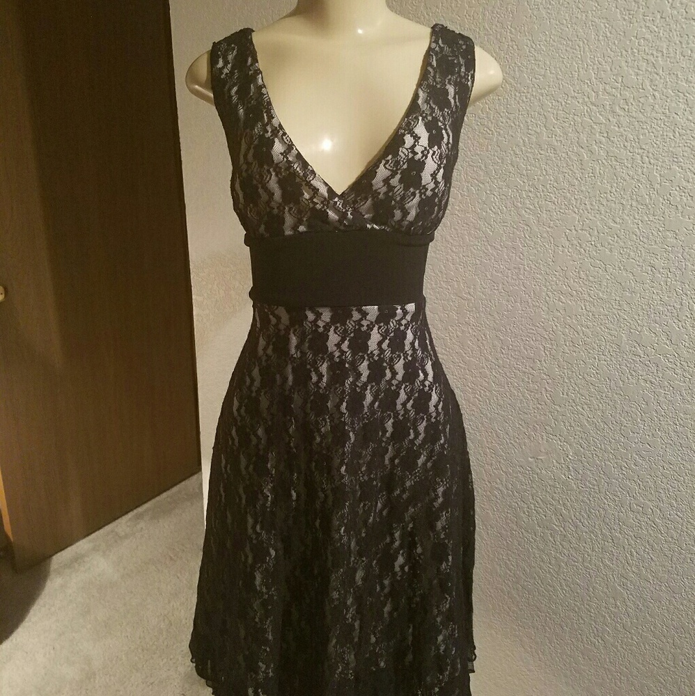 Studio Y Black and white lace cocktail dress