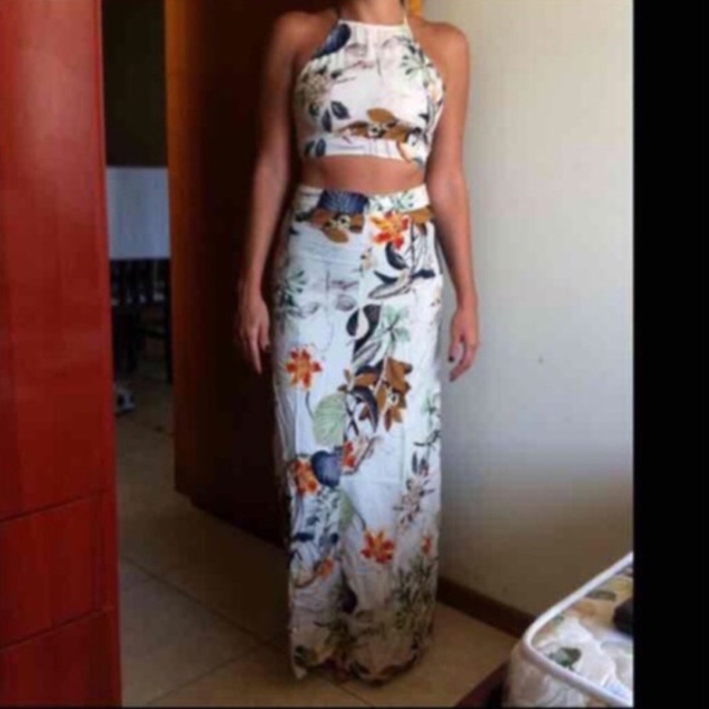 Maxi Sexy Cross Backless Floral Dress - Picture 4 of 5