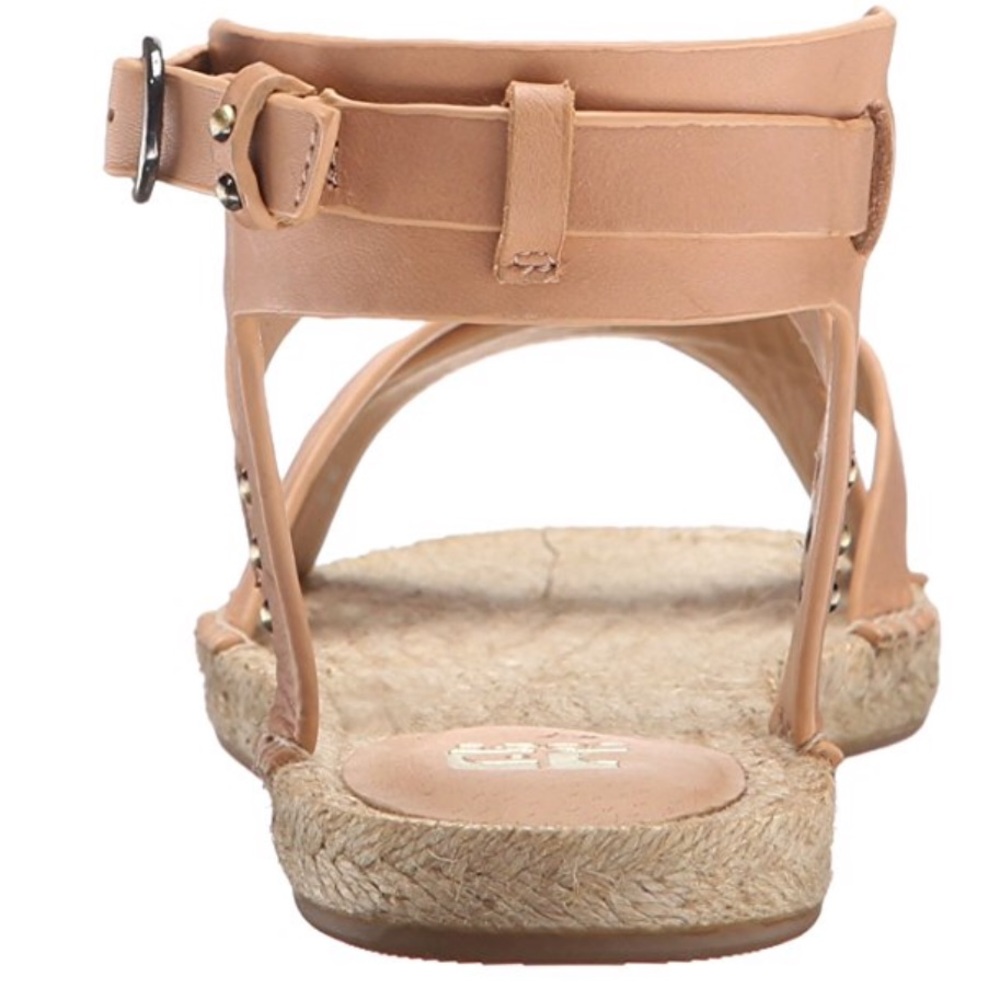 Tan Distressed Leather Boho Espadrille Sandal - Picture 3 of 4