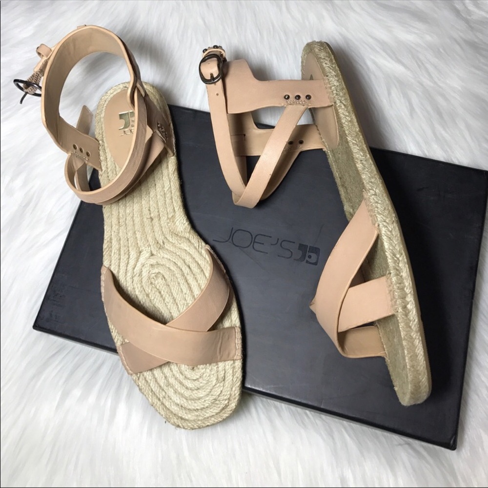 Tan Distressed Leather Boho Espadrille Sandal - Picture 2 of 4