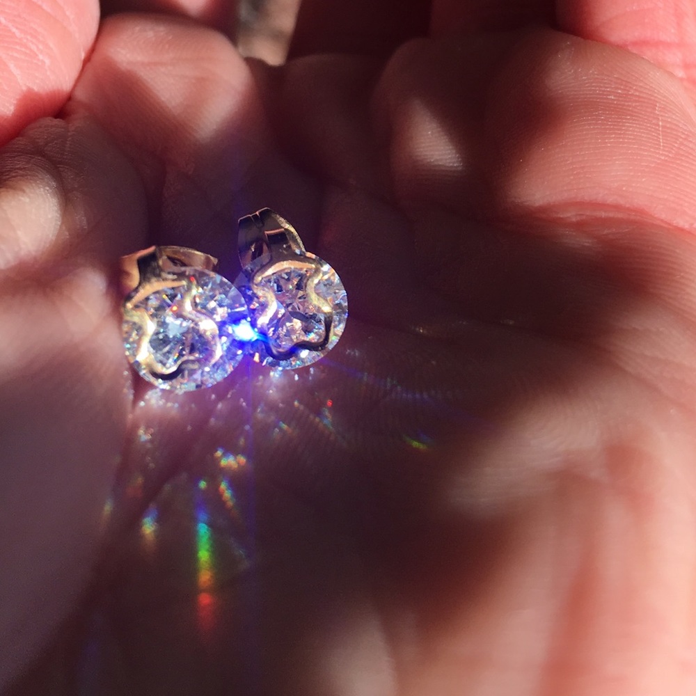 Crystal Gold Bear Earrings - Picture 2 of 8