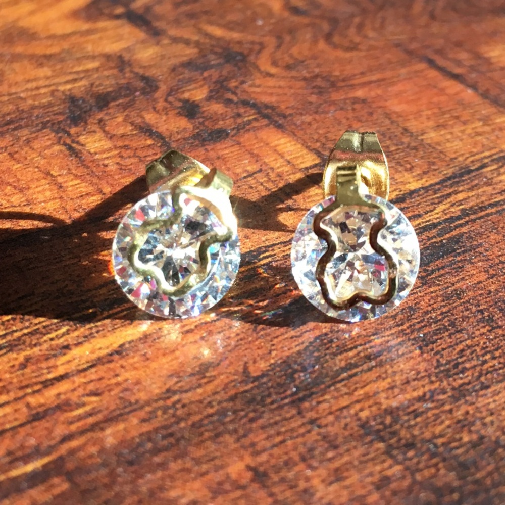 Crystal Gold Bear Earrings - Picture 4 of 8