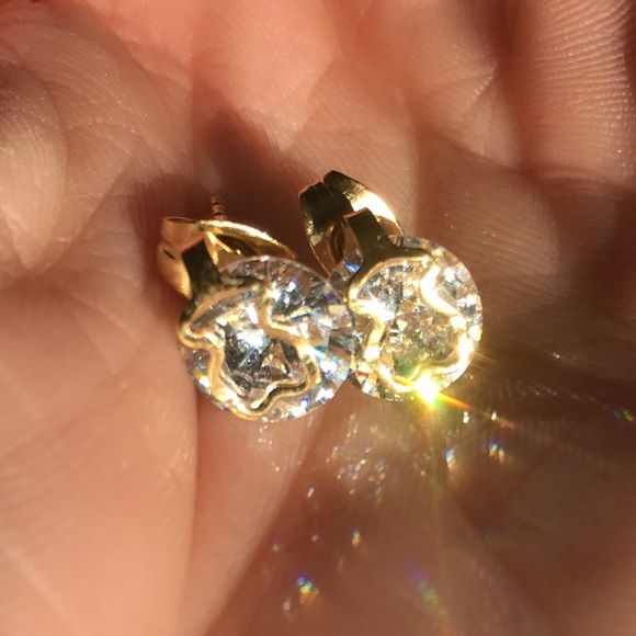 Crystal Gold Bear Earrings - Picture 5 of 8