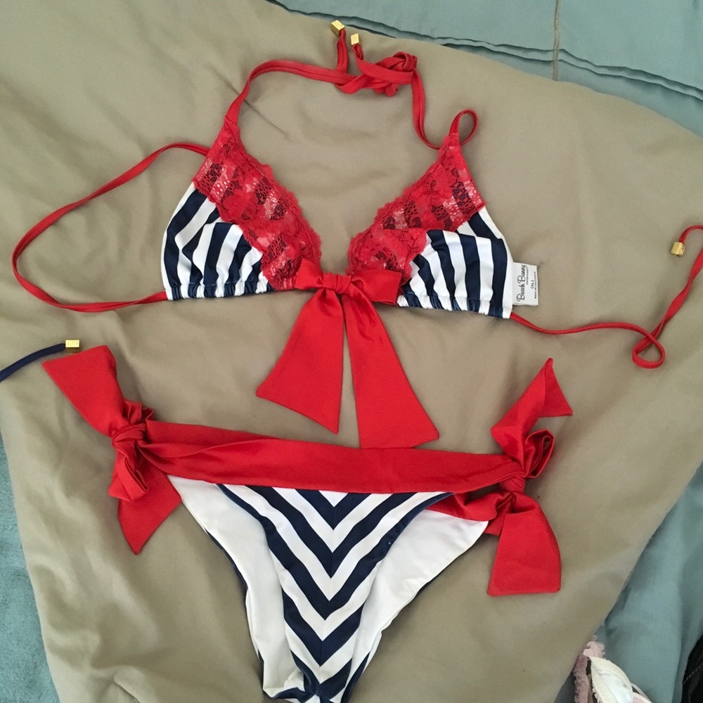 Beach bunny red and blue nautical