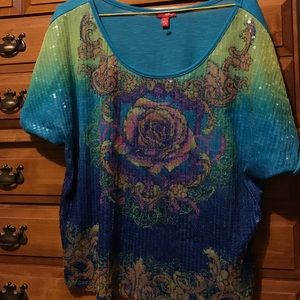 Bongo Sequin Rose Top