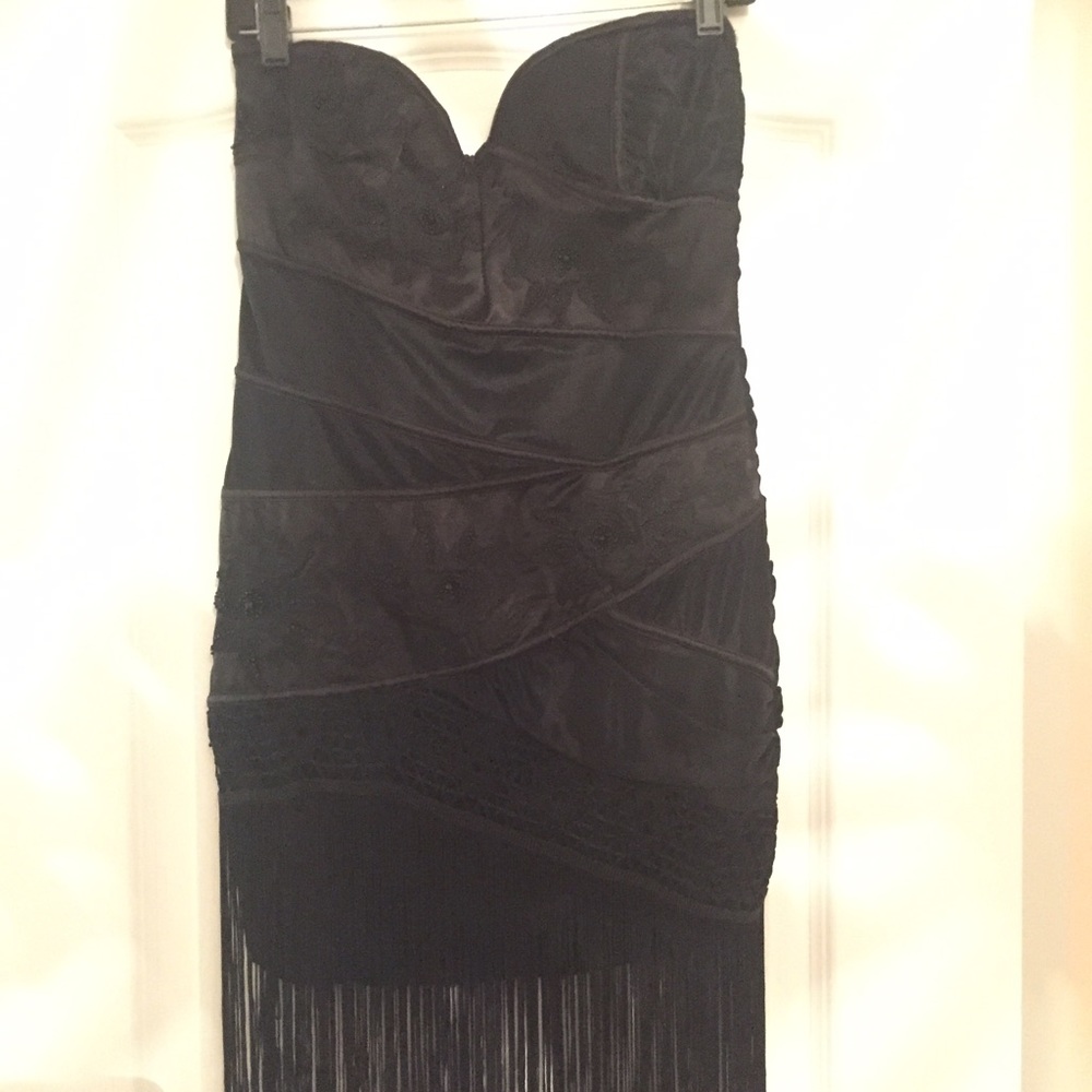 Bebe Black Fringe Dress