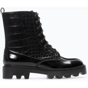 Zara Crocodile Combat Boots