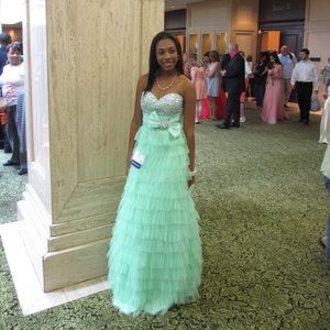 Mint Green Pageant/Prom Dress with mesh ruffles