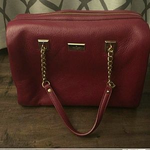 Kate Spade Red Leather Bag With Gold Hardware