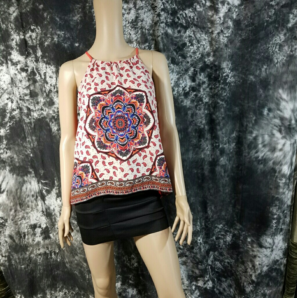 Sweet Wanderer paisley pattern orange tank topSz M