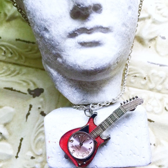 . {GYMBOREE} Electric red guitar clock necklace - Picture 6 of 8