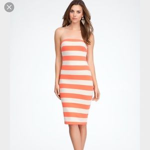Bebe stripe tube bandage dress stretchy coral XS