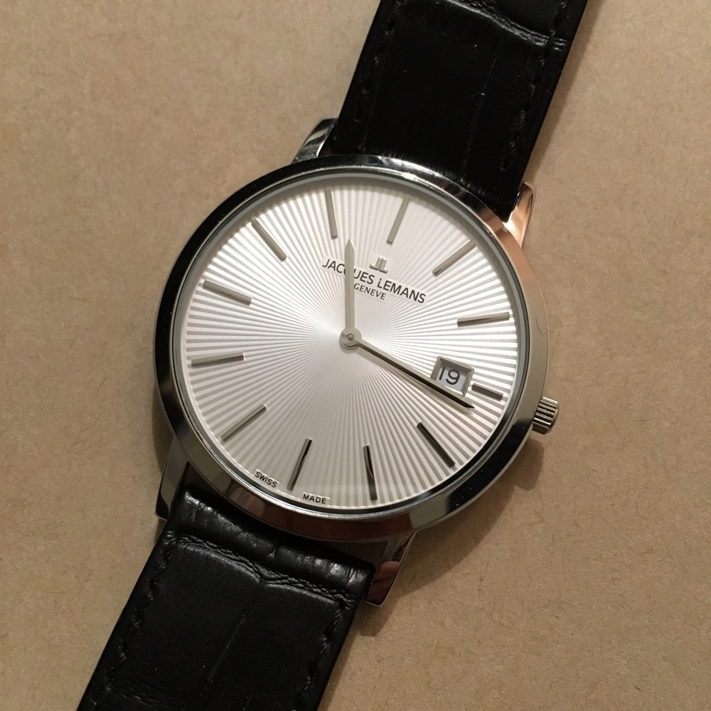 Jacques Lemans Watch - Black Leather Band