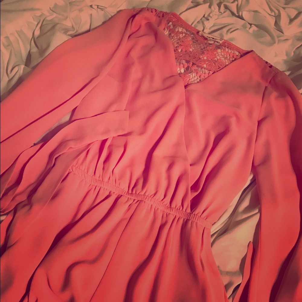 Altar'd State Coral Romper w/ Lace Back