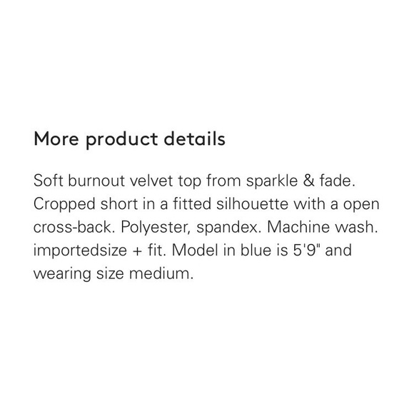 NWOT [Sparkle & Fade] Velvet Cross-Back Crop Top - Picture 4 of 4