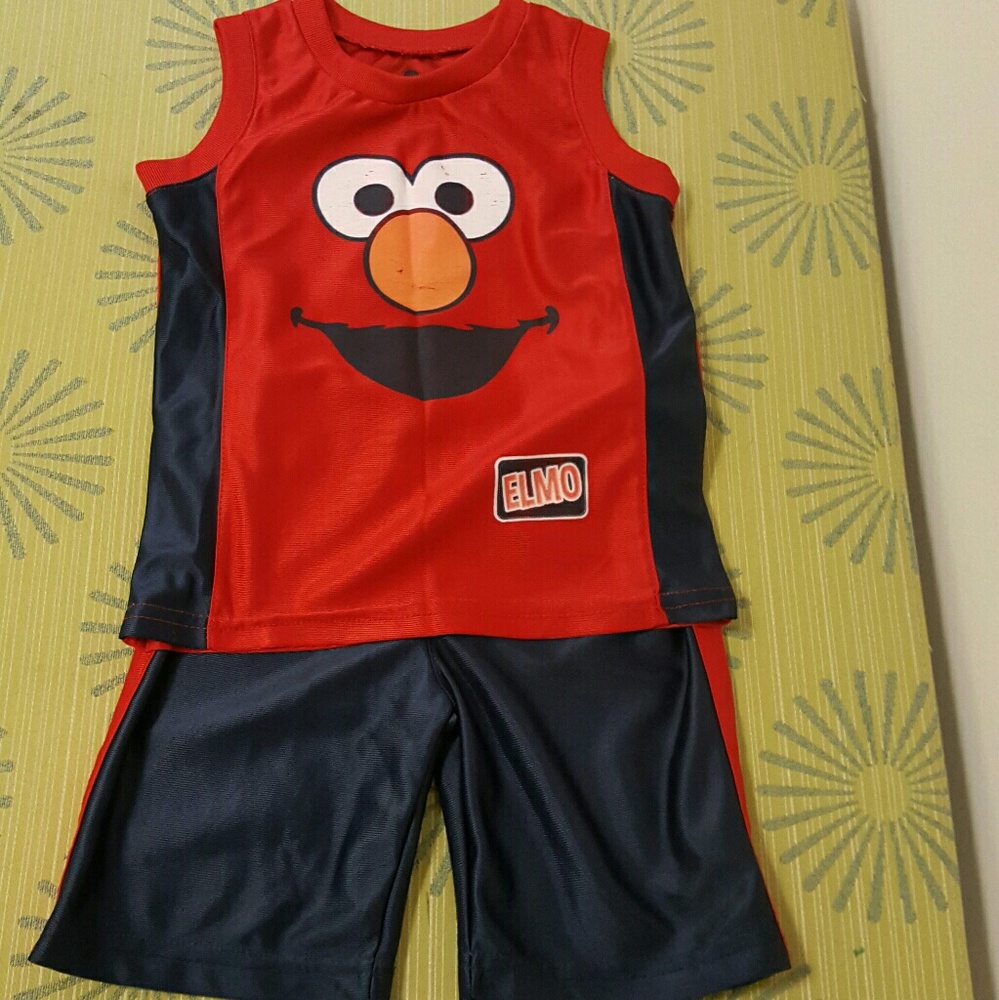 👕👖Sesame Street Elmo Red/Blue Shorts Set: 2T