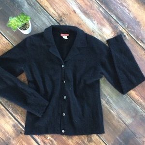 J. Crew black lambswool angora cardigan sweater