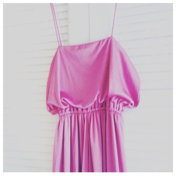 1970's Maxi Disco Dress, Pink, Spaghetti Straps - Picture 2 of 2