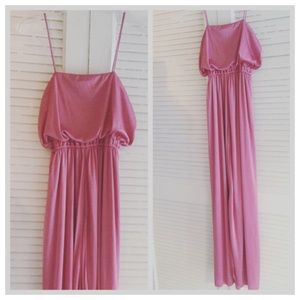 ⬇️ 1970's Maxi Disco Dress, Pink, Spaghetti Straps ⬇️ 1970's Maxi Disco Dress, Pink, Spaghetti Straps