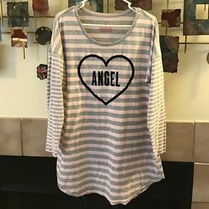Pink and grey PINK angel pajama top