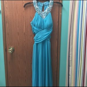 B. Darlin Size 1/2 Light Blue Long Prom Dress