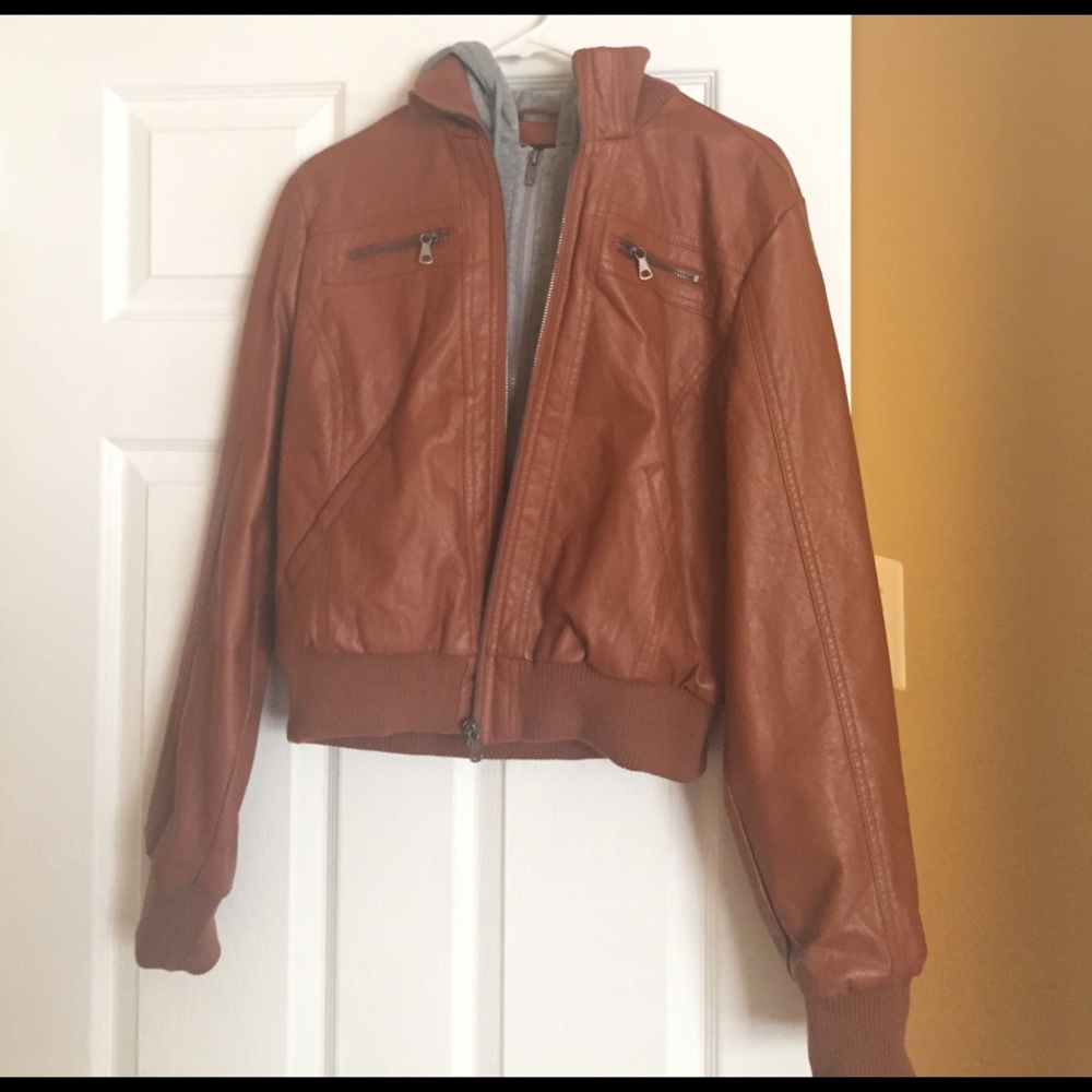 Hooded leather jacket