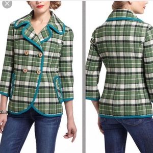 NWT ANTHROPOLOGIE Tabitha piped Plaid jacket M