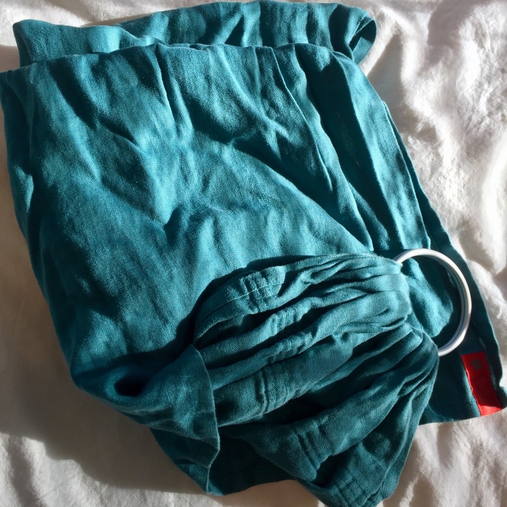 Turquoise Sakura Bloom baby carrier ring sling