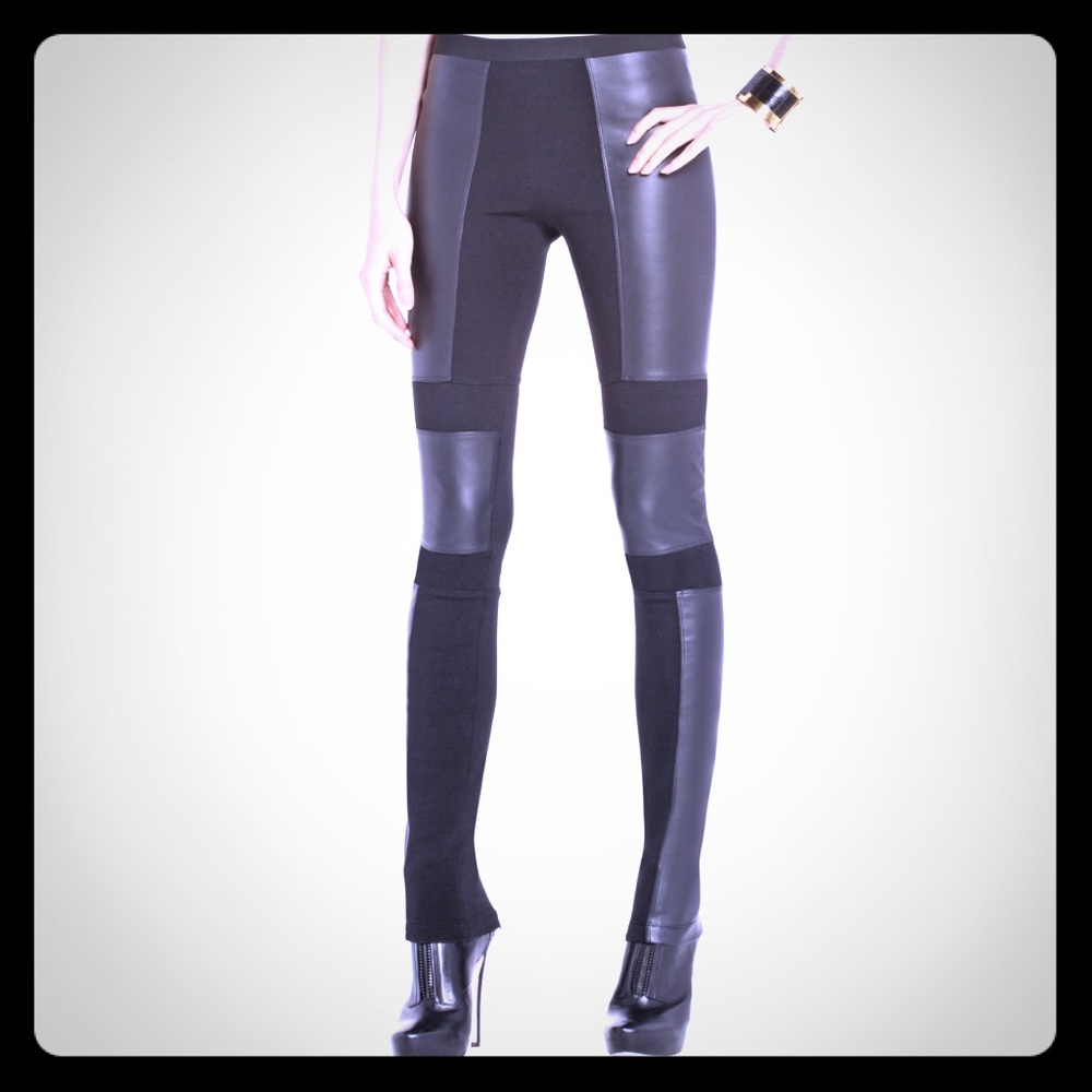 BCBGMAXAZRIA leather leggings w/zipper