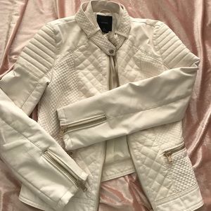 Faux white leather jacket