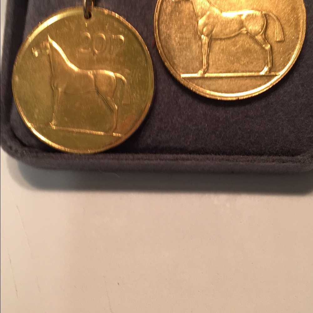Handcrafted Coins 24K Gold Plated Horse Earrings