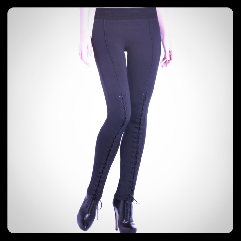 BCBGMAXAZRIA sexy, lace up leggings