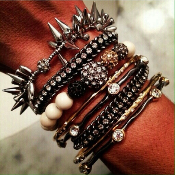 Stella & Dot spiked renegade silver bracelet - Picture 2 of 3