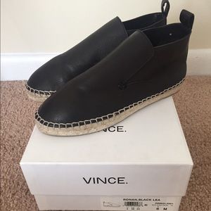 Vince black leather Espadrilles